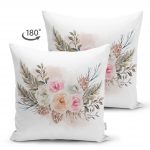 - Suet-K-2515-1 - Realhomes Dal ve Çiçek Motifli Dijital Baskılı Çift Taraflı Süet Yastık Kırlent Kılıfı Realhomes