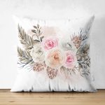 - Suet-K-2515 - Realhomes Dal ve Çiçek Motifli Dijital Baskılı Çift Taraflı Süet Yastık Kırlent Kılıfı Realhomes