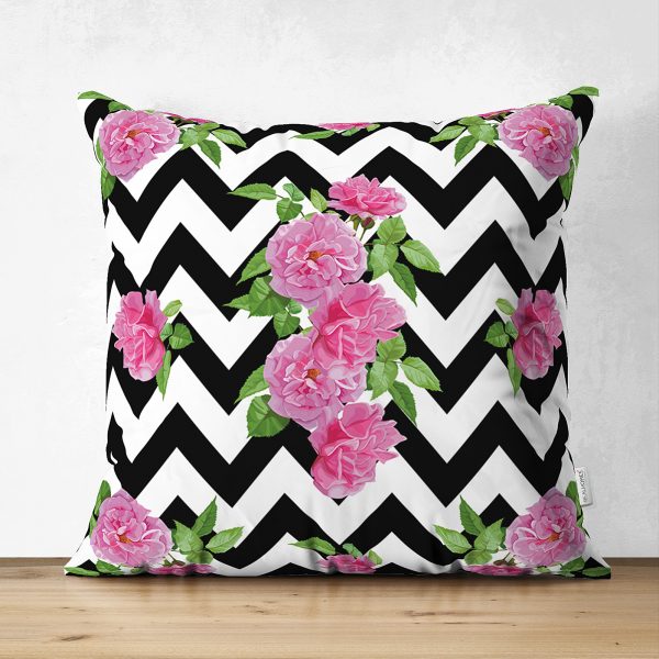 - Suet-K-2517 - Realhomes  Renkli Zambak Desenli Modern Dijital Baskılı Çift Taraflı Süet Yastık Kılıfı Realhomes