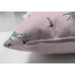 - Suet-K-2518-2 - Realhomes  Pudra Renk Temalı Palmiye Adası Dijital Baskılı Çift Taraflı Süet Yastık Kırlent Kılıfı Realhomes