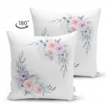 - Suet-K-2521-1 - Realhomes  Çiçek Motifli Dijital Baskılı Dekoratif Çift Taraflı Süet Yastık Kırlent Kılıfı Realhomes