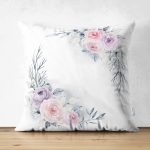 - Suet-K-2521 - Realhomes  Çiçek Motifli Dijital Baskılı Dekoratif Çift Taraflı Süet Yastık Kırlent Kılıfı Realhomes