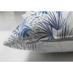 - Suet-K-2523-2 - Realhomes Turkuaz Palmiye Çizimli Dijital Baskılı Çift Taraflı Süet Kırlent Kılıfı Realhomes