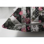 - Suet-K-2525-2 - Realhomes  Siyah Beyaz Puanlı Çiçek Çizimli Modern Çift Taraflı Süet Yastık Kırlent Kılıfı Realhomes