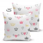 - Suet-K-2526-1 - Realhomes Kanatlı Kalp Desenli Love Motifli Çift Taraflı Süet Yastık Kılıfı Realhomes
