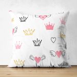 - Suet-K-2526 - Realhomes Kanatlı Kalp Desenli Love Motifli Çift Taraflı Süet Yastık Kılıfı Realhomes