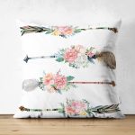 - Suet-K-2527 - Realhomes Çiçekli Mızrak Motifli Dijital Baskılı Çift Taraflı Süet Yastık Kırlent Kılıfı Realhomes