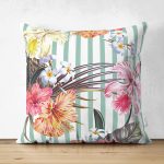 Şerit Temalı Sardunya Dijital Baskılı Dekoratif Çift Taraflı Süet Yastık Kırlent Kılıfı Realhomes