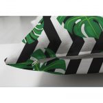 - Suet-K-2533-2 - Realhomes Zigzag Zebra Temalı Yaprak Çizimli Dijital Baskılı Çift Taraflı Süet Yastık Kırlent Kılıfı Realhomes