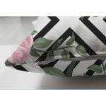 Kare Temalı Gül Çizimli Dekoratif Çift Taraflı Süet Kırlent Kılıfı Realhomes