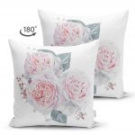 Soluk Çiçek Motifli Modern Dijital Baskılı Çift Taraflı Süet Kırlent Kılıfı Realhomes