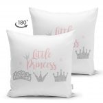 Üçlü Kral Tacı Dijital Baskılı Dekoratif Çift Taraflı Süet Yastık Kırlent Kılıfı Realhomes