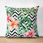 - Suet-K-2539 - Realhomes  Zigzag Zebra Desenli Dijital Baskılı Çift Taraflı Süet Yastık Kırlent Kılıfı Realhomes