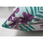 - Suet-K-2540-2 - Realhomes Turkuaz Temalı Eflatun Çiçek Desenli Dekoratif Çift Taraflı Süet Yastık Kırlent Kılıfı Realhomes