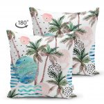 Palmiye Desenli Gezegen Dijital Baskılı Çift Taraflı Süet Yastık Kırlent Kılıfı Realhomes