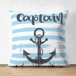 - Suet-K-2543 - Realhomes  Denizci Motifli Dijital Baskılı Çift Taraflı Süet Yastık Kırlent Kılıfı Realhomes