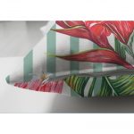 - Suet-K-2544-2 - Realhomes  Flamingo Motifli Şerit Desenli Dekoratif Çift Taraflı Süet Yastık Kırlent Kılıfı Realhomes