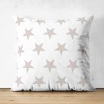 - Suet-K-2545 - Realhomes  Açık Gri Yıldız Modern Çift Taraflı Süet Yastık Kırlent Kılıfı Realhomes