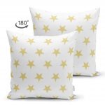 Hardal Renk Yıldız Dijital Baskılı Çift Taraflı Süet Yastık Kırlent Kılıfı Realhomes
