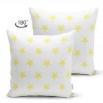 Sarı Yıldız Dekoratif Çift Taraflı Süet Yastık Kırlent Kılıfı Realhomes