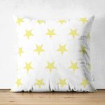 Sarı Yıldız Dekoratif Çift Taraflı Süet Yastık Kırlent Kılıfı Realhomes