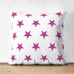 - Suet-K-2549 - Realhomes  Eflatun Yıldız Desenli Modern Dijital Baskılı Çift Taraflı Süet Yastık Kılıfı Realhomes
