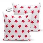 - Suet-K-2551-1 - Realhomes  Kırmızı Yıldız Motifli Modern Dijital Baskılı Çift Taraflı Süet Yastık Kılıfı Realhomes