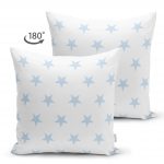 Açık Mavi Yıldız Dijital Baskılı Dekoratif Çift Taraflı Süet Yastık Kırlent Kılıfı Realhomes
