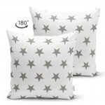 - Suet-K-2553-1 - Realhomes  Gri Yıldız Şekilli Dekoratif Çift Taraflı Süet Yastık Kılıfı Realhomes