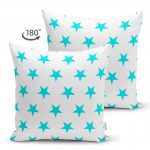 Turkuaz Yıldız Motifli Modern Dijital Baskılı Çift Taraflı Süet Yastık Kılıfı Realhomes