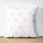 Pudra Yıldız Desenli Modern Dijital Baskılı Çift Taraflı Süet Yastık Kılıfı Realhomes