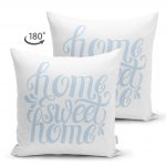 - Suet-K-2564-1 - Realhomes Mavi Home Sweet Home Modern Çift Taraflı Süet Yastık Kırlent Kılıfı Realhomes