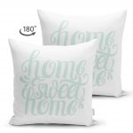 - Suet-K-2566-1 - Realhomes  Bulut Mavi Home Sweet Home Dekoratif Çift Taraflı Süet Yastık Kırlent Kılıfı Realhomes