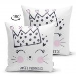- Suet-K-2569-1 - Realhomes  Taç Motifli Kalp Desenli Modern Çift Taraflı Süet Yastık Kılıfı Realhomes