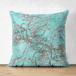 - Suet-K-3001 - Realhomes Yağlı Boya Yeşil Ağaç Motifleri Dijital Baskılı Çift Taraflı Süet Yastık Kırlent Kılıfı Realhomes