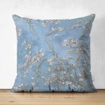 - Suet-K-3002 - Realhomes Yağlı Boya Mavi Ağaç Motifleri Dijital Baskılı Çift Taraflı Süet Yastık Kırlent Kılıfı Realhomes