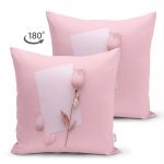 - Suet-K-3017-1 - Realhomes  Çift Taraflı 3D Gül ve Mektup Temalı Dijital Baskılı Süet Yastık Kırlent Kılıfı Realhomes