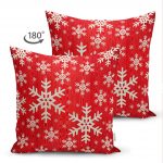 - Suet-K-3031-1 - Realhomes  Çift Taraflı Beyaz Kar Taneleri Motifli Dijital Baskılı Dekoratif Süet Yastık Kırlent Kılıfı Realhomes
