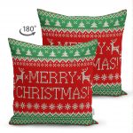 - Suet-K-3034-1 - Realhomes  Çift Taraflı Merry Christmas Motifli Dijital Baskılı Süet Yastık Kırlent Kılıfı Realhomes