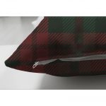 - Suet-K-3036-2 - Realhomes  Çift Taraflı Ekose Zeminde Merry Christmas Dijital Baskılı Dekoratif Süet Yastık Kırlent Kılıfı Realhomes