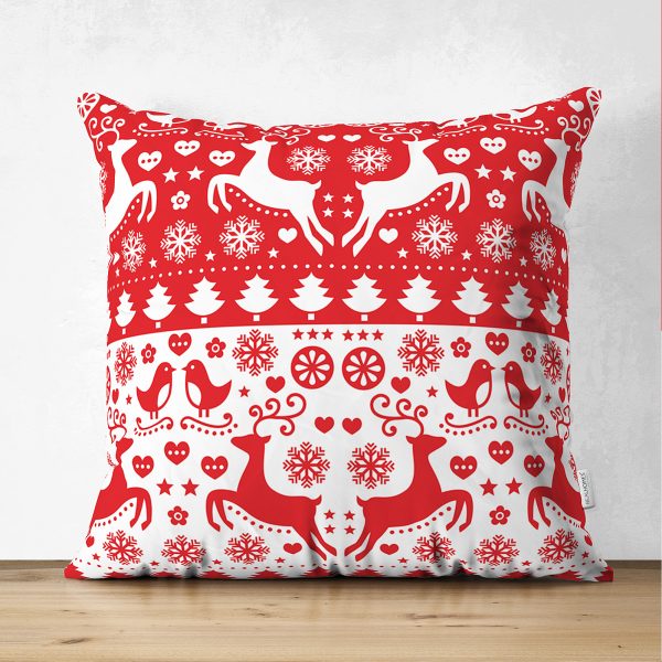 - Suet-K-3046 - Realhomes  Çift Taraflı Ekose Merry Christmas Desenli Dijital Baskılı Süet Yastık Kırlent Kılıfı Realhomes