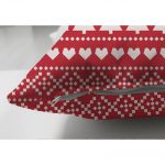 Çift Taraflı Kırmızı Zeminde Yılbaşı Motifleri Dijital Baskılı Süet Yastık Kırlent Kılıfı Realhomes