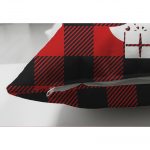 - Suet-K-3057-2 - Realhomes  Çift Taraflı Siyah Kırmızı Ekose Desenli Yılbaşı Temalı Dekoratif Süet Yastık Kırlent Kılıfı Realhomes