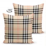 - Suet-K-3078-1 - Realhomes Çift Taraflı Krem Zeminli Ekose Desenli Dekoratif Süet Yastık Kırlent Kılıfı Realhomes