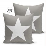 - Suet-K-308-1 - Realhomes  Çift Taraflı Modern Yıldız Desen Dijital Baskılı Dekoratif Süet Yastık Kırlent Kılı Realhomes