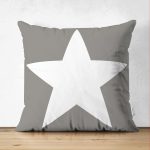 - Suet-K-308 - Realhomes  Çift Taraflı Modern Yıldız Desen Dijital Baskılı Dekoratif Süet Yastık Kırlent Kılı Realhomes