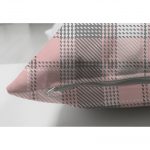 - Suet-K-3081-2 - Realhomes Çift Taraflı Pembe Gri Ekose Desenli Dekoratif Süet Yastık Kırlent Kılıfı Realhomes