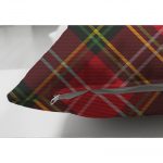 - Suet-K-3084-2 - Realhomes  Çift Taraflı Kırmızı Zeminde Siyah Edkose Desenli Dekoratif Süet Yastık Kırlent Kılıfı Realhomes