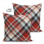 - Suet-K-3085-1 - Realhomes  Çift Taraflı Kırmızı Siyah Beyaz Ekose Desenli Dekoratif Süet Yastık Kırlent Kılıfı Realhomes