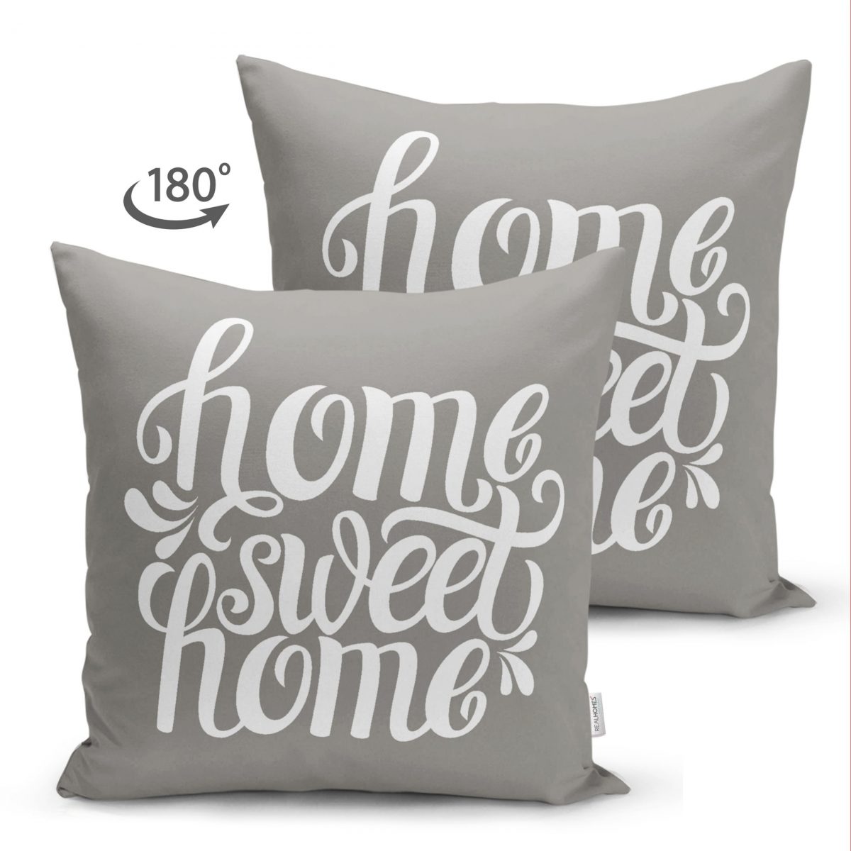 Çift Taraflı Home Sweet Home Dijital Baskılı Dekoratif Süet Yastık Kırlent Kılıfı Realhomes